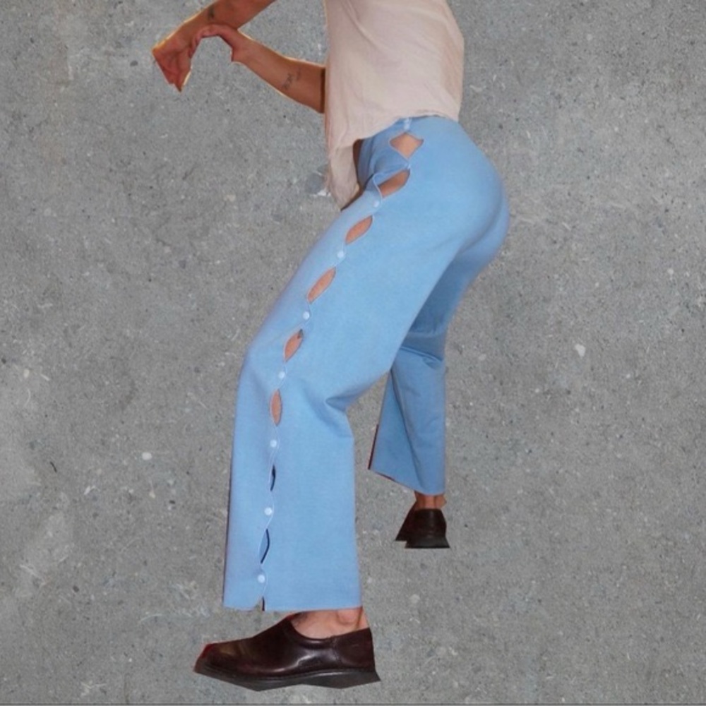 Merritt Meacham blue snap pants